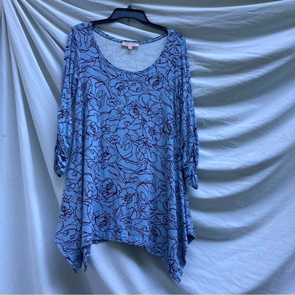 Philosophy light blue floral mini dress or long tunic, size small